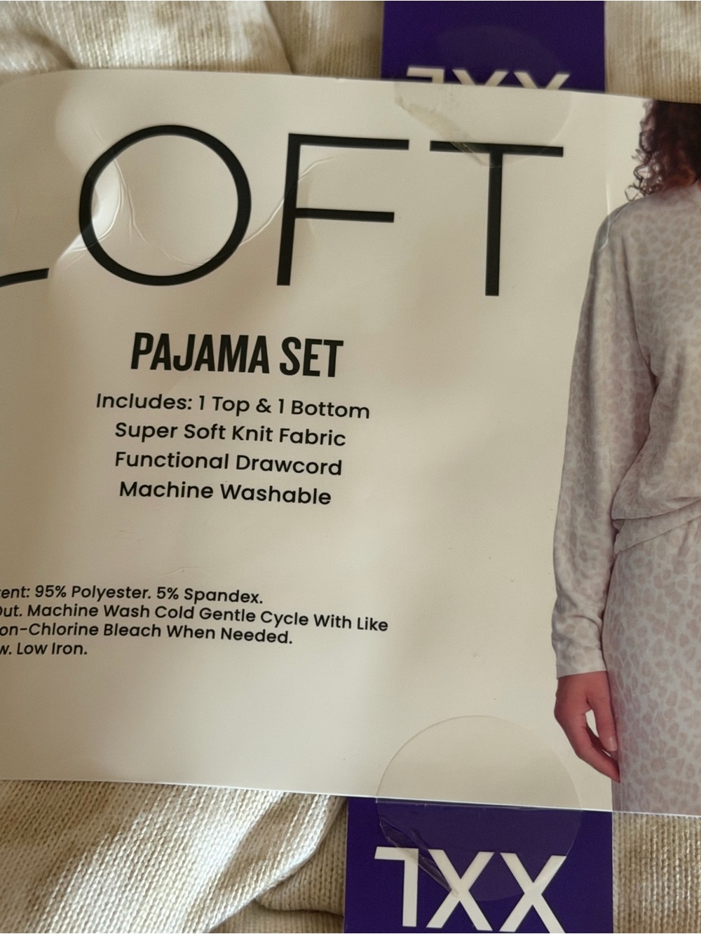 LOFT Women’s XXL Cream Leopard Print Pajama Set 2-Piece Soft Knit Long Sleeve 🆕 - Picture 4 of 4